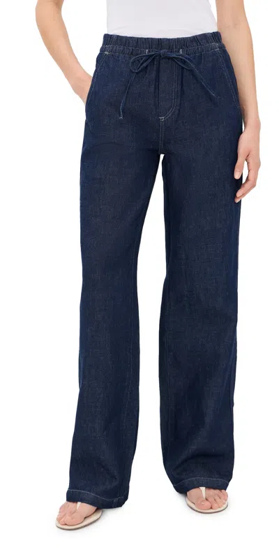Ag Adria Cinched Mid-rise Wide-leg Jeans In Blue