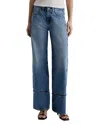 Ag Adria Colorblock Low Rise Wide Leg Jeans In Socialite In Blue