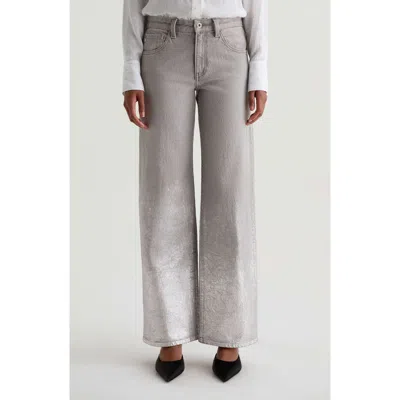 Ag Adria Embellished Low Rise Bgy Wide Leg Jeans In Gray