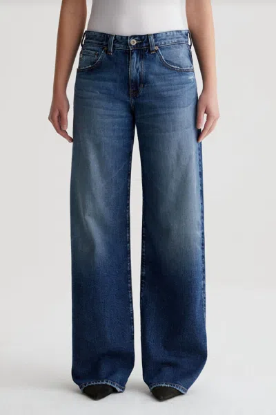 Ag Adria Low-rise Wide Leg Jeans In 10 Years Exposure In Blue