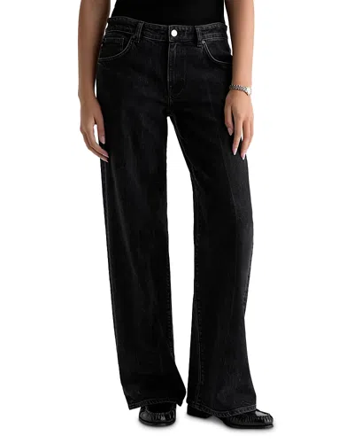 Ag Adria Low Rise Wide Leg Jeans In Bossa Nova In Black