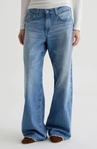 Ag Adria Low Rise Wide Leg Jeans In Blue