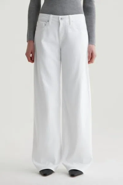 Ag Adria Low-rise Wide Leg Jean In Gallery White