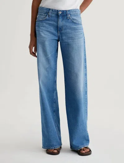 Ag Adria Low-rise Wide Leg Jeans In Flashback In Blue