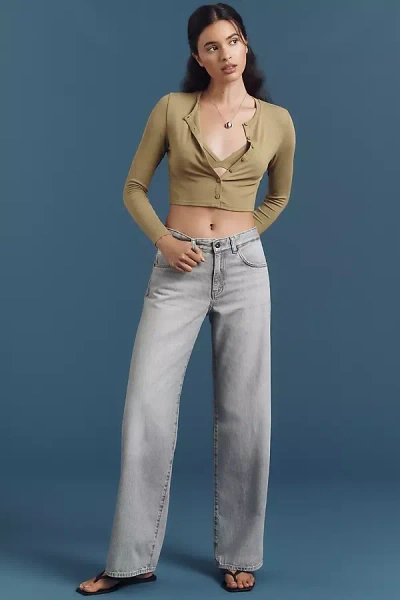 Ag Adria Mid-rise Wide-leg Jeans In Gray