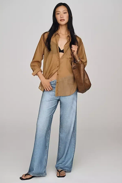 Ag Adria Mid-rise Wide-leg Sweatpant Jeans In Blue