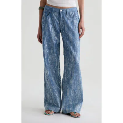 Ag Adria Sequin Wide Leg Jeans In Blue