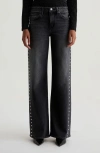 Ag Adria Stud Wide Leg Jeans In Black