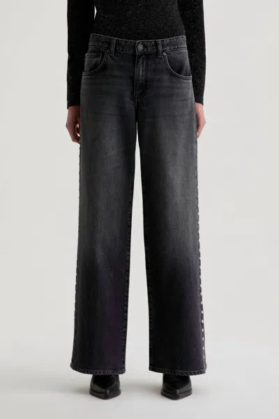 Ag Adria Studded Low-rise Wide Leg Jeans In Immensity In Multi