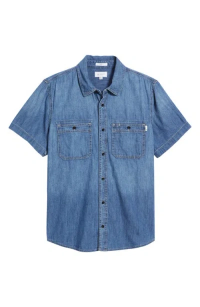 Ag Aiden Classic Short Sleeve Denim Button-down Shirt In Seashore