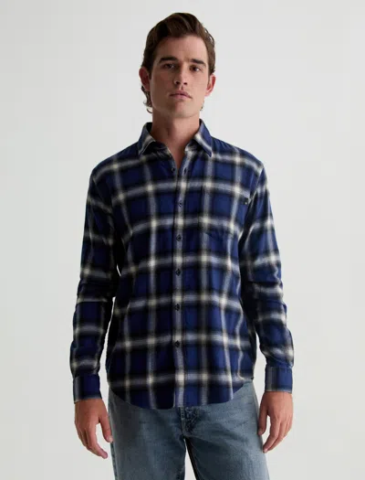 Ag Aiden Shirt In Brushed Check Plaid Blue Multi