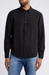 Ag Aiden Solid Lyocell Button-up Shirt In Black