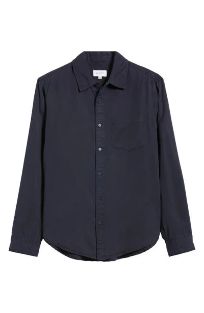 Ag Aiden Solid Lyocell Button-up Shirt In Deep Navy
