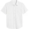 Ag Aiden Stripe Short Sleeve Button-up Shirt In Micro Blue/white Stripe