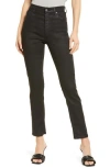 Ag Alexxis Coated Slim Straight Leg Jeans In Super Black