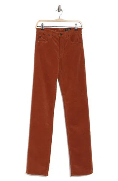 Ag Alexxis High Waist Extended Straight Leg Corduroy Pants In Canyon Rock
