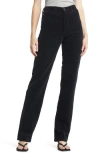Ag Alexxis High Waist Extended Straight Leg Corduroy Pants In Super Black