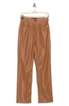 Ag Alexxis High Waist Faux Leather Straight Leg Pants In Canyon Rock