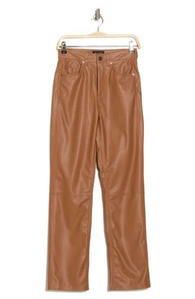 Ag Alexxis High Waist Faux Leather Straight Leg Pants In Canyon Rock