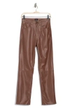 Ag Alexxis High Waist Faux Leather Straight Leg Pants In Dark Walnut