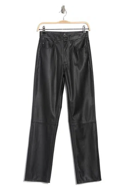 Ag Alexxis High Waist Faux Leather Straight Leg Pants In Super Black