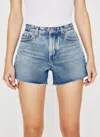 Ag Alexxis Short Women Blue Denim Raw Hem Bermuda Jdm1056 In Blue