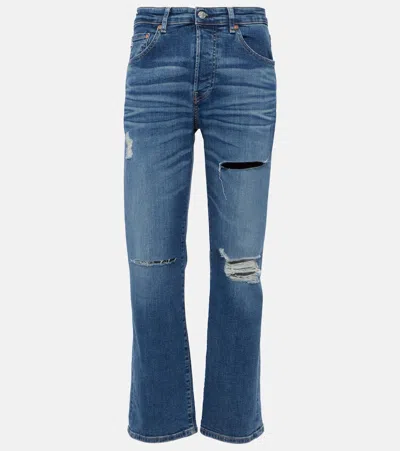 Ag American Mid-rise Straight Jeans In Blue