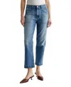 Ag Analeigh High-rise Straight Crop Jeans In Olvera In Blue