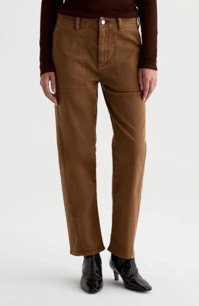 Ag Analeigh High Waist Ankle Straight Leg Twill Pants In Sulfur Bronze