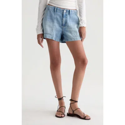 Ag Analeigh High Waist Workwear Denim Shorts In Blue