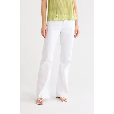 Ag Angel Raw Hem Low Rise Bootcut Jeans In White