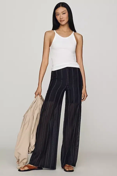 Ag Anna Mid-rise Wide-leg Trousers Pants In Black