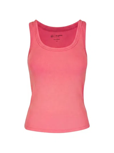 Ag Ashley Ribbed-knit Tank Top In Pink