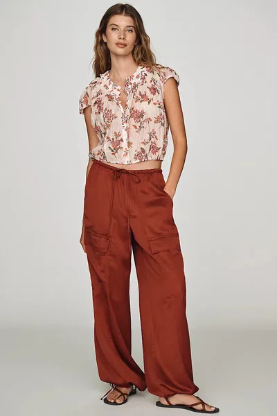 Ag Atwater Satin Cargo Pants In Brown