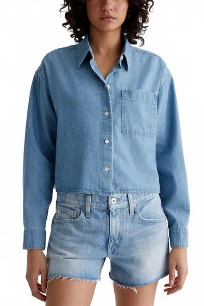 Ag Aubrey Long Sleeve Shirt In Upright In Blue