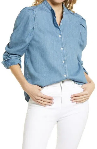 Ag Avery Puff Sleeve Button-up Shirt In Blue