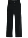 Ag Wide Leg Denim Trousers With Belt Loops In Black