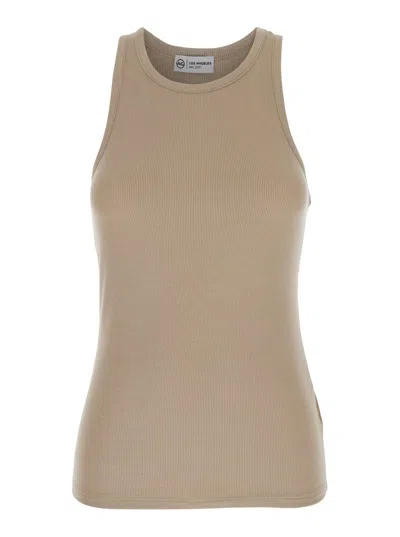 Ag Beige Top With Logo Printed On The Back In Modal Blend Woman