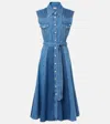 Ag Belted Paneled Denim Midi Dress