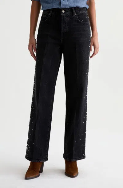 Ag Billie Embellished Straight Leg Jeans In Blue