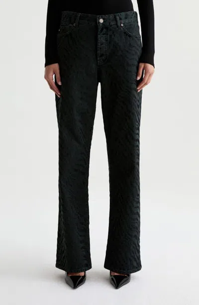 Ag Billie Zebra Print Straight Leg Jeans In Blue