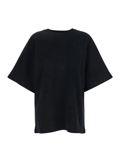 Ag Black Crewneck T-shirt With Logo Printed On The Back In Cotton Woman