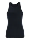 Ag Black Top With Logo Printed On The Back In Modal Blend Woman In Black