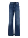 Ag Blue Jeans With Belt Loops And Logo Patch On The Rear In Denim Woman In Blue
