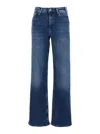 Ag Blue Jeans With Belt Loops And Logo Patch On The Rear In Denim Woman In Blue