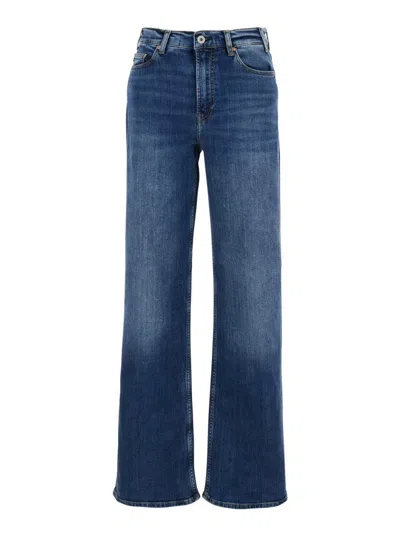 Ag Blue Jeans With Belt Loops And Logo Patch On The Rear In Denim Woman