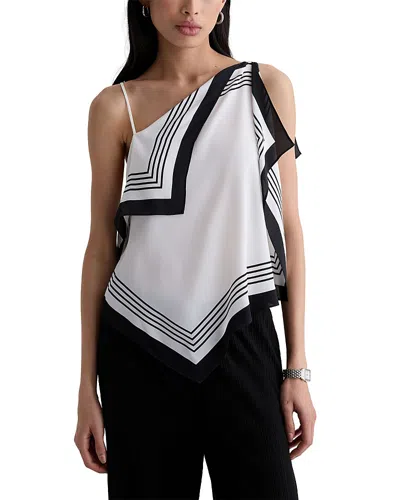 Ag Border Print Scarf Top In Black