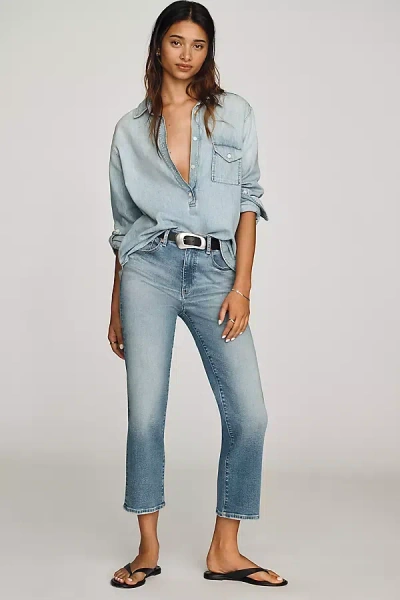Ag Brinley Crop High-rise Straight Jeans In Blue