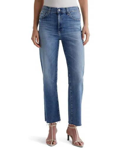 Ag Brinley Mid Rise Raw Hem Straight Leg Jeans In 16 Years Postcard