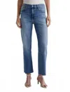 Ag Mari Raw Hem Slim Straight Leg Crop Jeans In Blue